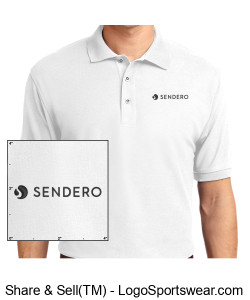 Embroidered Port Authority Men's Silk Touch Polo - Standard Logo, White Design Zoom